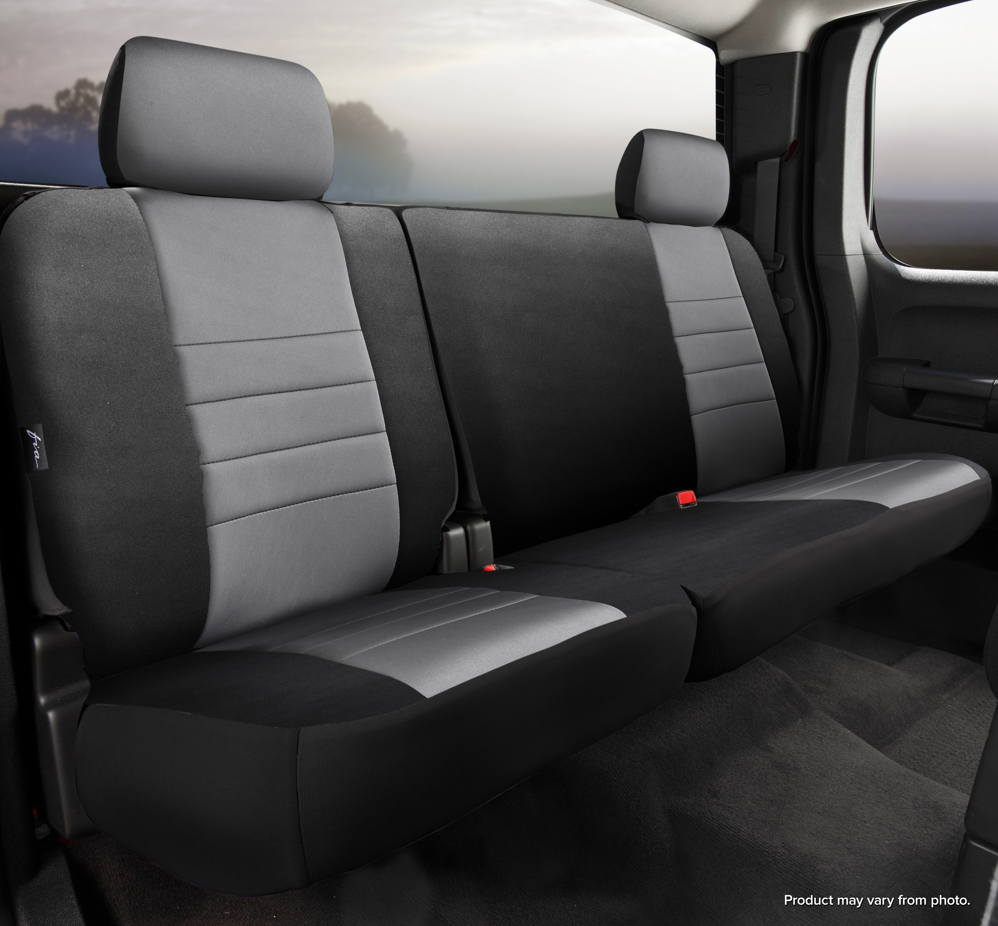 NP90 Series - Neoprene Custom Fit Rear Seat Cover- Black/Gray Center Panel